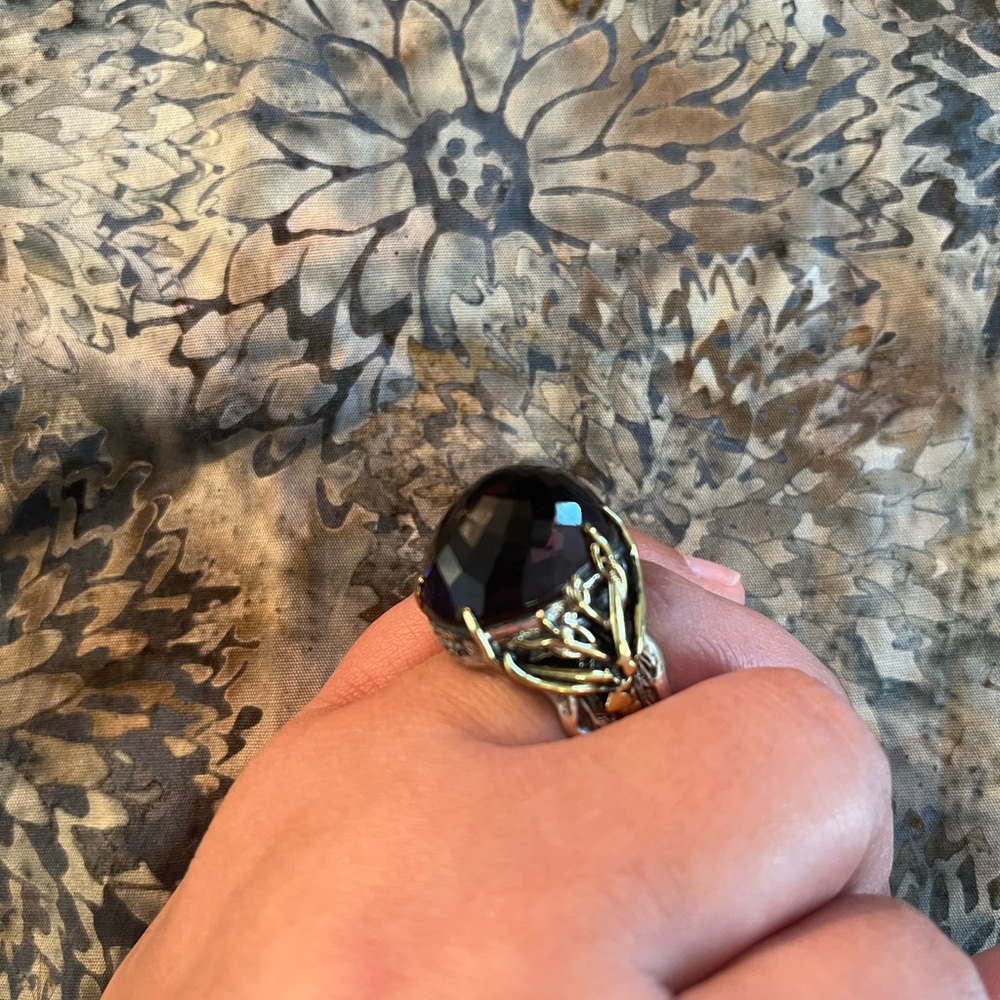 Amethyst Gem Sterling Silver And Bronze size 7.5